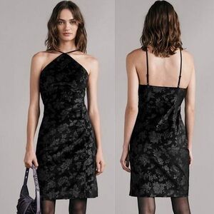 NWT RAG & BONE Fara Midi Floral Black Velvet Dress size 2